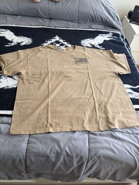 Men's Short Sleeve Tan Graphic Tee with Punisher Skull